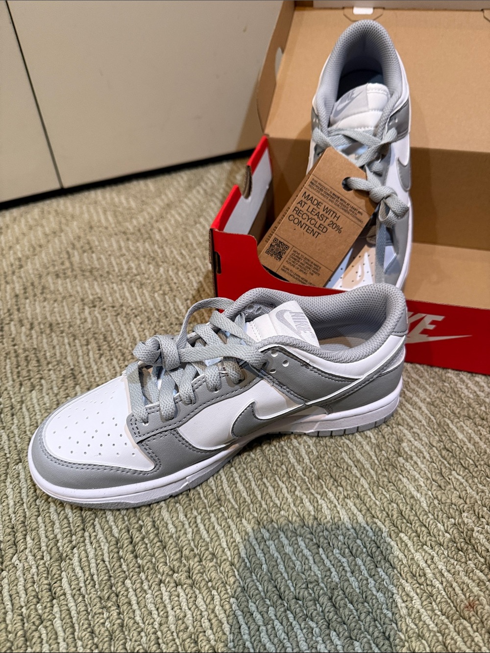 Nike Low-Top Athletic Sneakers in White and Light Gray